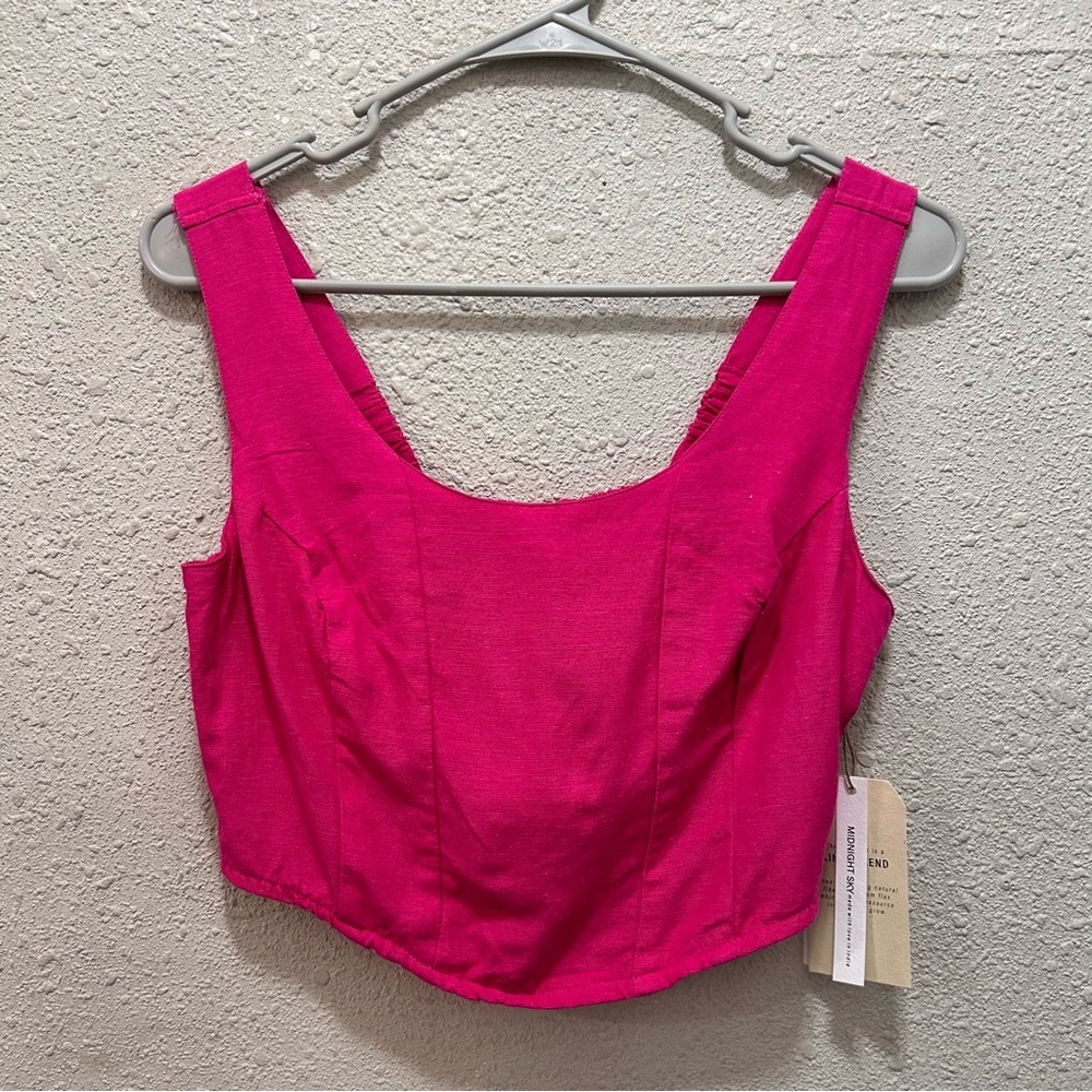 Midnight Sky Bright Pink Crop Top NWT M